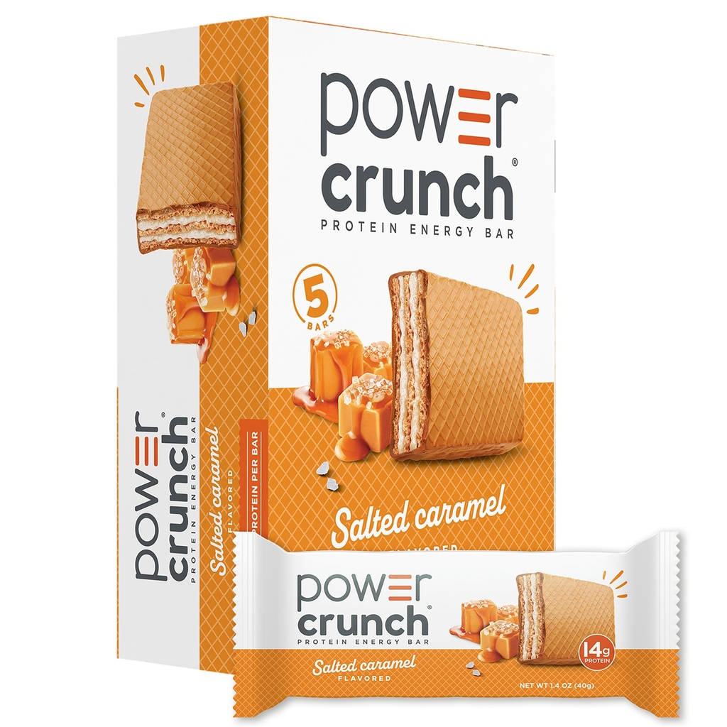 Power Crunch Protein Wafer Bars, High Protein Snacks med lækker smag, Saltet karamel, 1.4 Ounce (12 Greve)