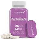 Pterostilbene Supplement 150mg, Elevate Cellular Energy, 180 Veganske kapsler, 3 måneders forsyning, Pure Organic Pterostilbene Extract, Lavet i USA, Non GMO, Clean Label, Easy Swallow Antioxidant Support