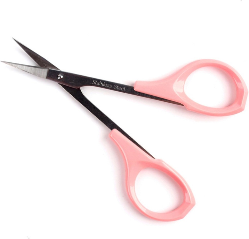 Øjenbryn Grooming Saks 4 Tommer buet Lille Craft Lash Scissor til Øjenbryn Eyelash udvidelser Rustfrit stål 1PC (Pink _ Buet)