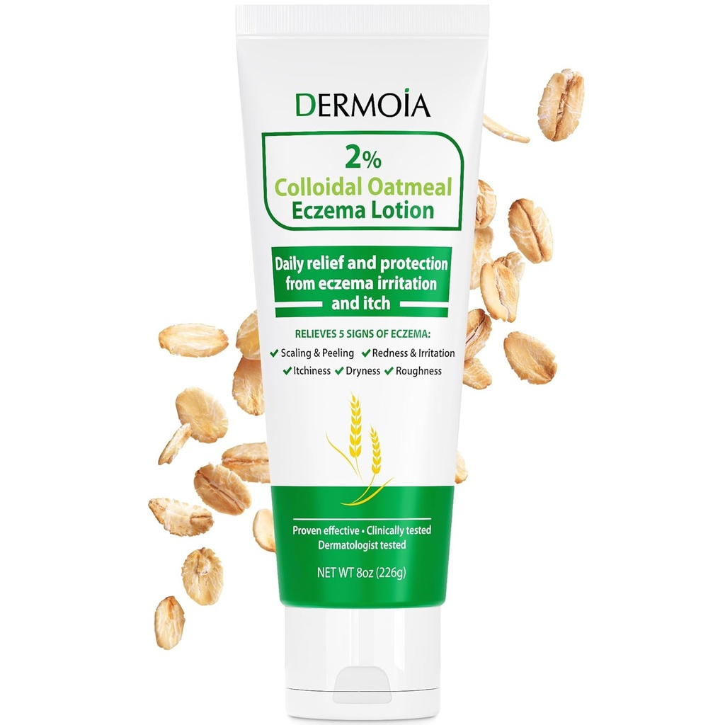 2% Kolloid havregryn Eksem Lotion - lindrende og fugtgivende Anti- Itch Cream & Body Lotion med Aloe Vera, Shea og Glycerin - Nærende Eksem Cream til Superior Relief og Beskyttelse 8oz