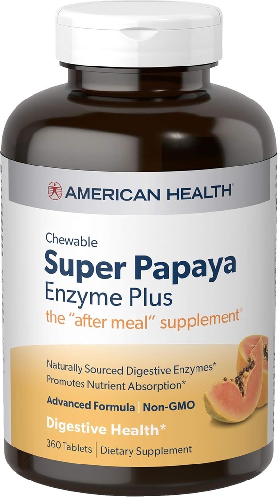 Amerikanske Health Products Super Papaya Enzyme Plus 360 tabletter