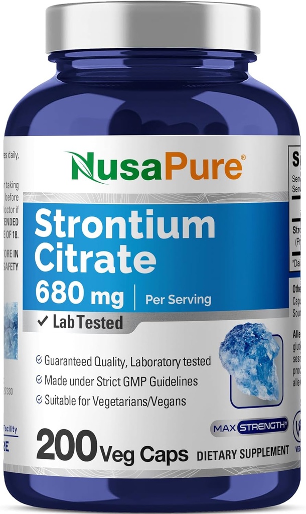 NusaPure Strontium 680 mg 200 Vegetariske Caps (ikke- GMO, Vegan)