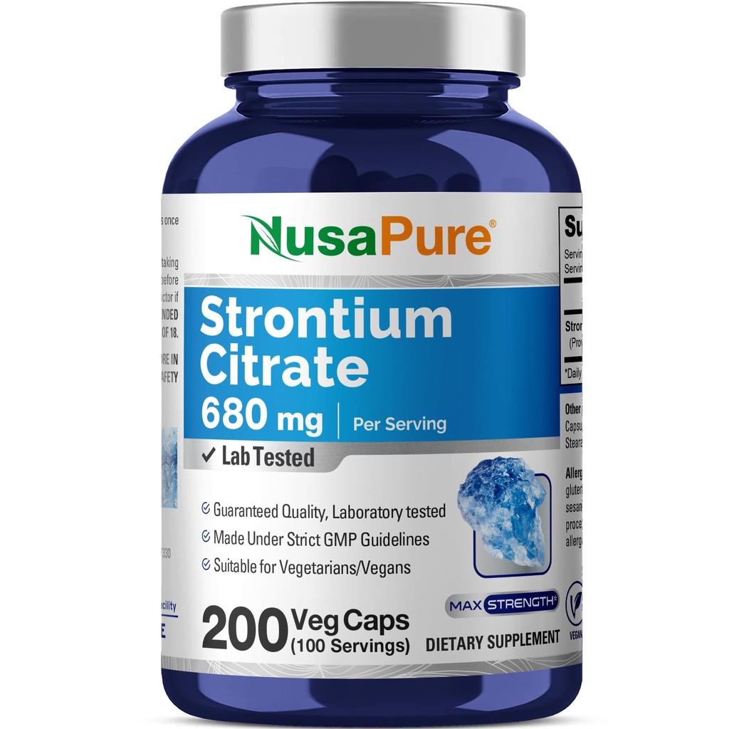NusaPure Strontium 680 mg 200 Vegetariske Caps (ikke- GMO, Vegan)