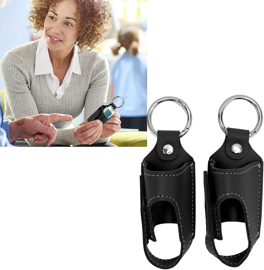 Inhaler Case Holder, 2PCS Astma Inhaler Holder Portable Storage Beskyttende PU Læder Astma Inhaler Sag Letvægts og Beskyttende Shell til daglig brug, Rejser og Skole (sort)