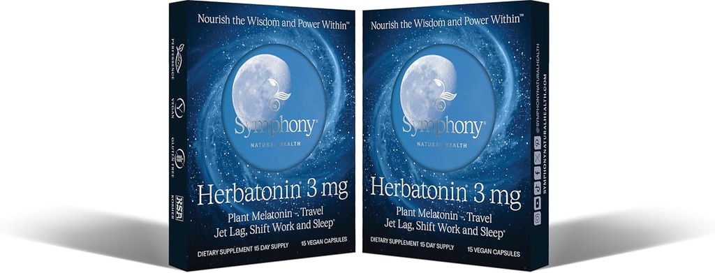 Herbatonin ® 3 mg - Den første naturlige plante Melatonin Voksen Sleep Aid, Circadian Rhythm Support til Jet Lag, Shift Work, General Sleeplesness - 120 Pure Vegan Kapsler (120 dages forsyning)