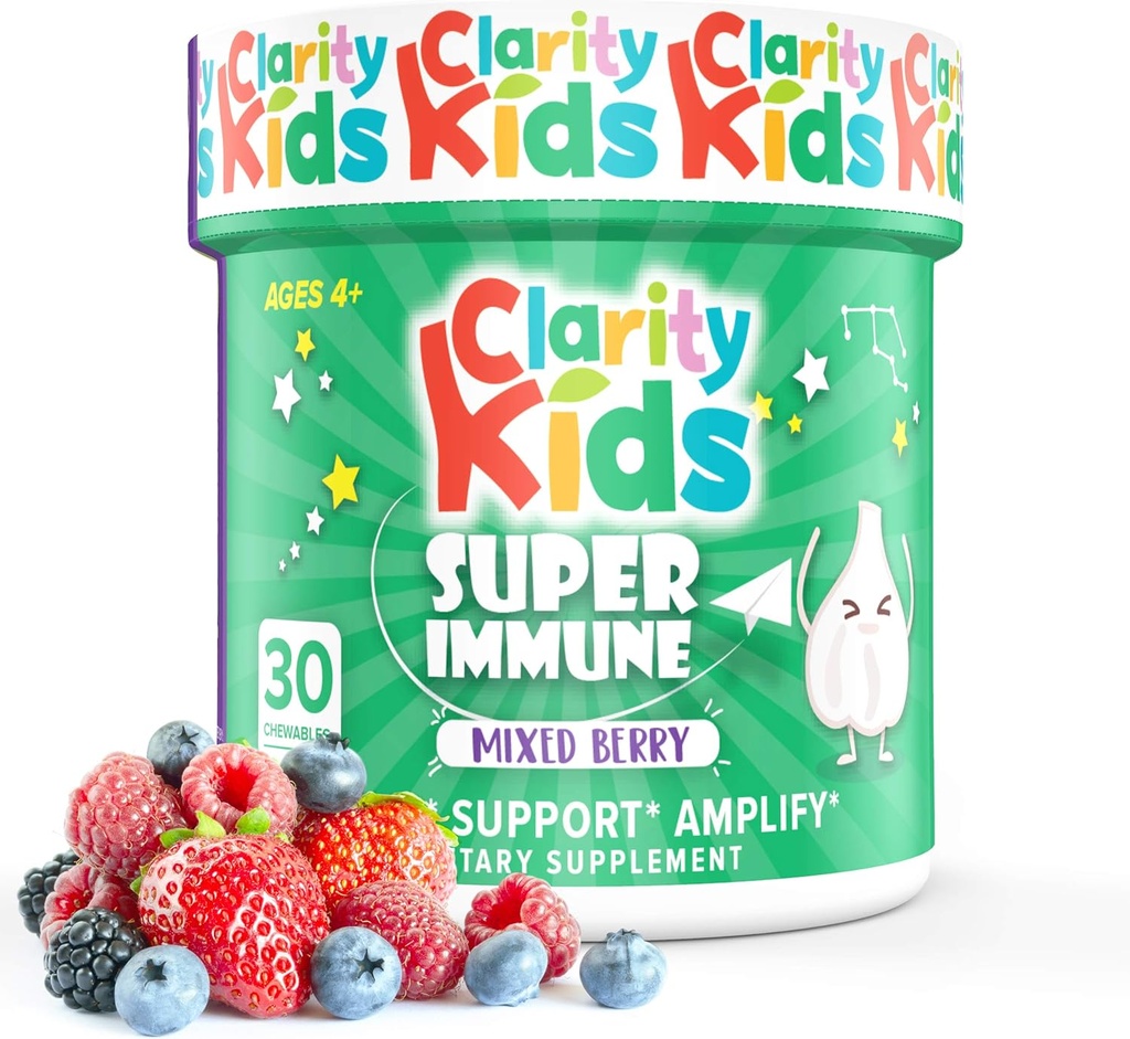 Klarhed Kids Super Immunitet Support 124; Elderberry Extract, C-vitamin, Probiotika & Zink til børn