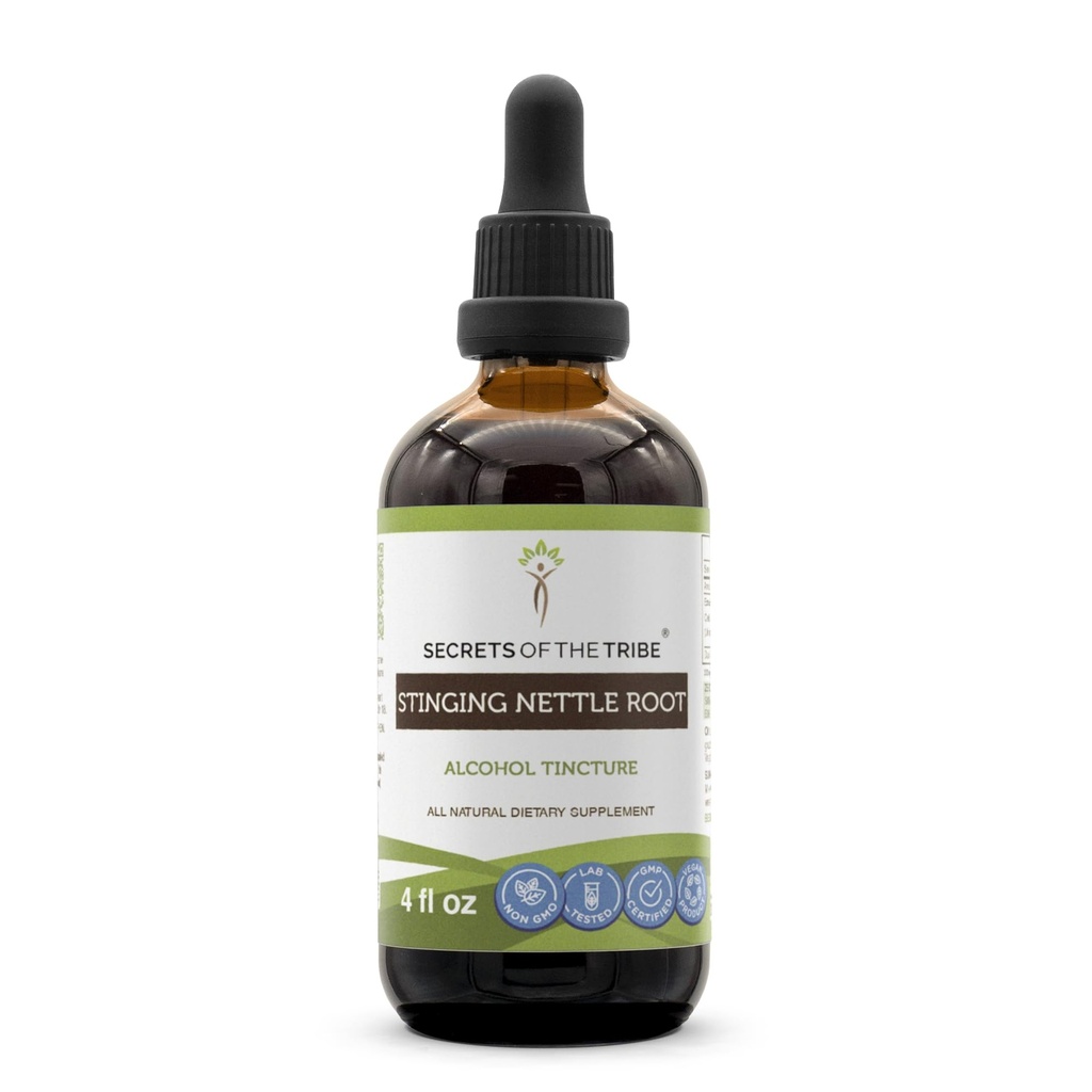 Secrets of the Tribe -Stinging Nettle Root Tincture Alcohol Extract, Stinging Nettle (Urtica Dioica) Dried Root 4 OZ