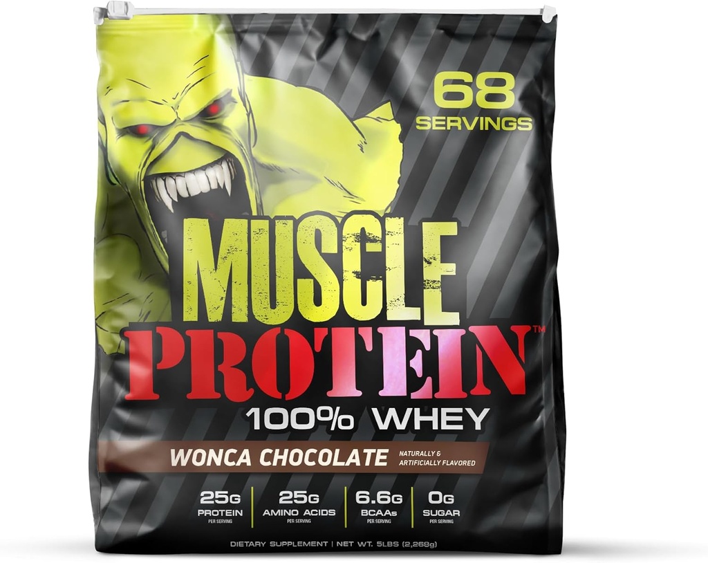 COLOSSAL LABS Muscle Protein Whey Powder [5 lbs / pakke med 1] - Cold Filtreret, 25g Pure Protein, 6,6g BCAA (Packaging May Vary) (5LB, chokolade)