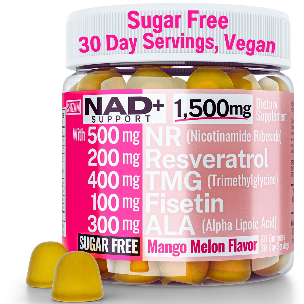 1500mg NAD + Sugar Free Gummies against 124; NAD + Plus NR TMG ALA Trans- Resveratrol Fiskein Kosttilskud