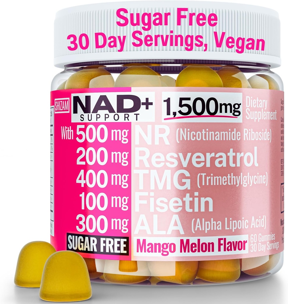 1500mg NAD + Sugar Free Gummies against 124; NAD + Plus NR TMG ALA Trans- Resveratrol Fiskein Kosttilskud