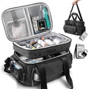 ARCKOX Medicine Storage Bag med lås, Vintage Canvas Large Pill Flaske Organizer til mænd, Double Layer Medicin Opbevaring med transportable rejse Pouch skulderrem håndtag, Sort