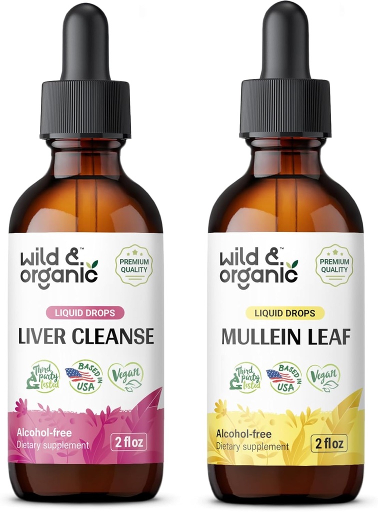 Wild & Organic Lever Cleanse Tinktur 2 fl oz & Mullein Tinktur 2 fl oz