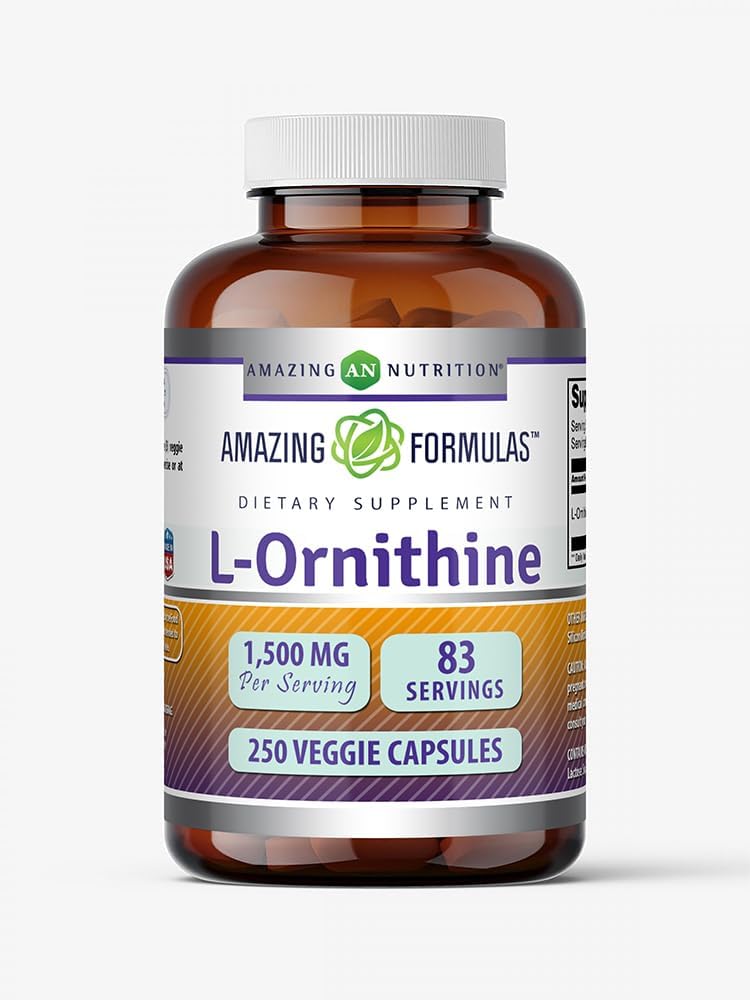 Amazing Formulas L- Ornithin Supplement Note 124; 1500 Mg Per Serving Note 124; 250 Veggie Kapsler