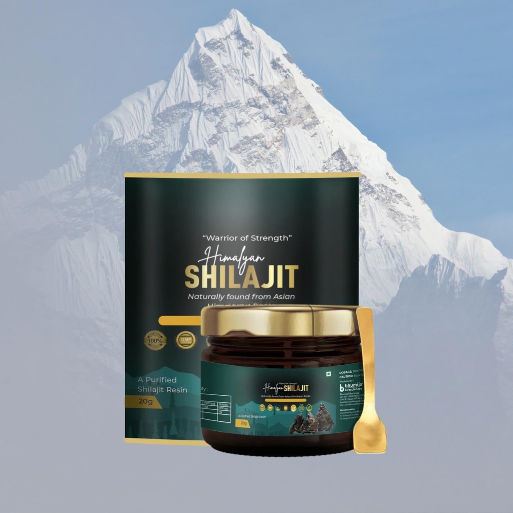 Bhumiija og Life Science Organic Resin Shilajit Supplement for mænd og kvinder