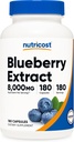 Nutricost Blueberry Extract 8000mg Ækvivalent (fra 160mg af 50: 1 Extract), 180 Kapsler - Vegetarisk, Gluten Free og Non- GMO