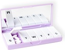 PORT X POLISH Designer Weekly Pill Box Organizer (Single 1X Daily, Lilac) | Compact, Stylish 7-Day Vitamin Supplement Case | Cute Portable Mini Travel Medicine Carrier | BPA-Free Pillbox Caddy