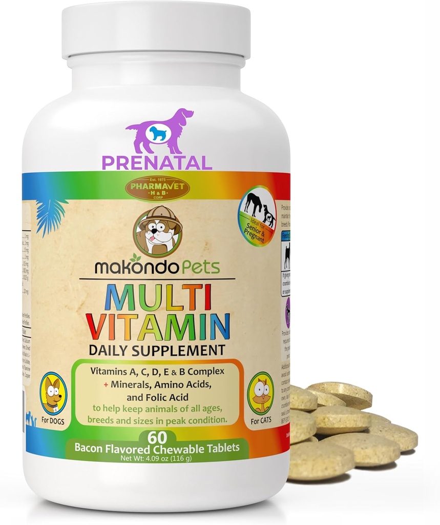 Hundepræatale vitaminer - Multivitamin, folinsyre, calcium, jern, mineraler og aminosyrer. Ideel til Gravid, Amning og Nyfødte Kæledyr - Senior Dog Supplement, Komplet Puppy Multi Vitamin.