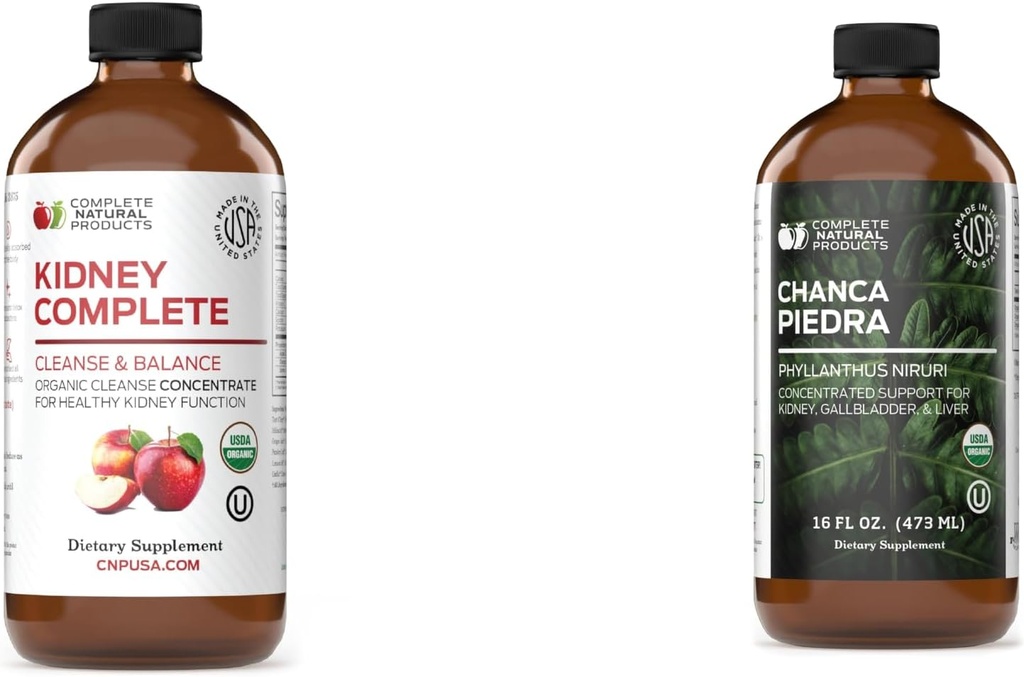 Komplette naturlige produkter Nyre Komplette 16oz & Organic Chanca Piedra Koncentrat & Uddrag 16oz Bundle