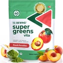 Bedste Tasting Super Green Powder med 40 + Superfood - Lækker Daglig grønt pulver med vitamin B12, Zink, C-vitamin, Magnesium & Calcium - Green Juice Superfood Mix - Peach Flavor