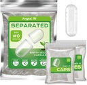 Vegansk Størrelse 0 Separated Capsules Tomme Pille Caps Plant Based Clear (200 Caps + 200 Karrosserier) Gluten Free, Non- GMO, Halal Certified Filling Kit til Vegetarisk gør dine egne Kosttilskud