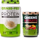 Nutrologi Grønne & frugter Powder- naturligt sourced superfood, Vanilla kanel (30 Servere) Græs Fed Whey Protein Powder, Vanilla Ice Cream Flavor (28 Servere)