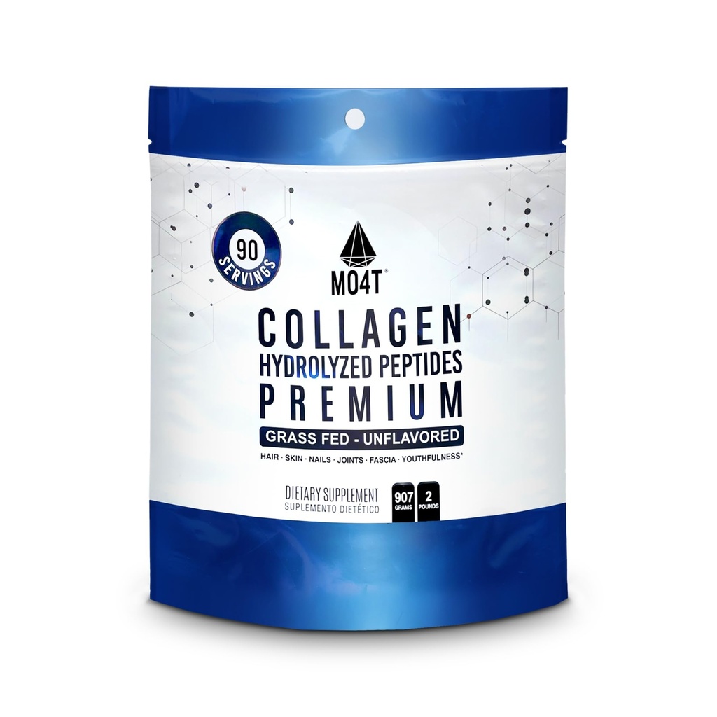MO4T Collagen Peptides - Grass- Fed Collagen- Hydrolyzed Collagen Powder- Unflavored- 2 Pounds Collagen- Large Collagen Powder