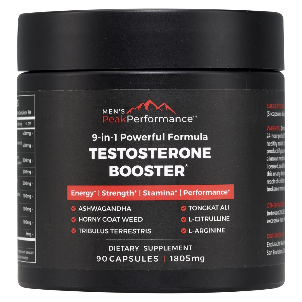 MANDS PeakPerformance - Testosteron booster supplement til mænd - Boost Stamina, muskelvækst, energi, styrke, Endurance & Drive - Ashwagandha, Tribulus, L- Arginin, Tongkat Ali- 90 Kapsler