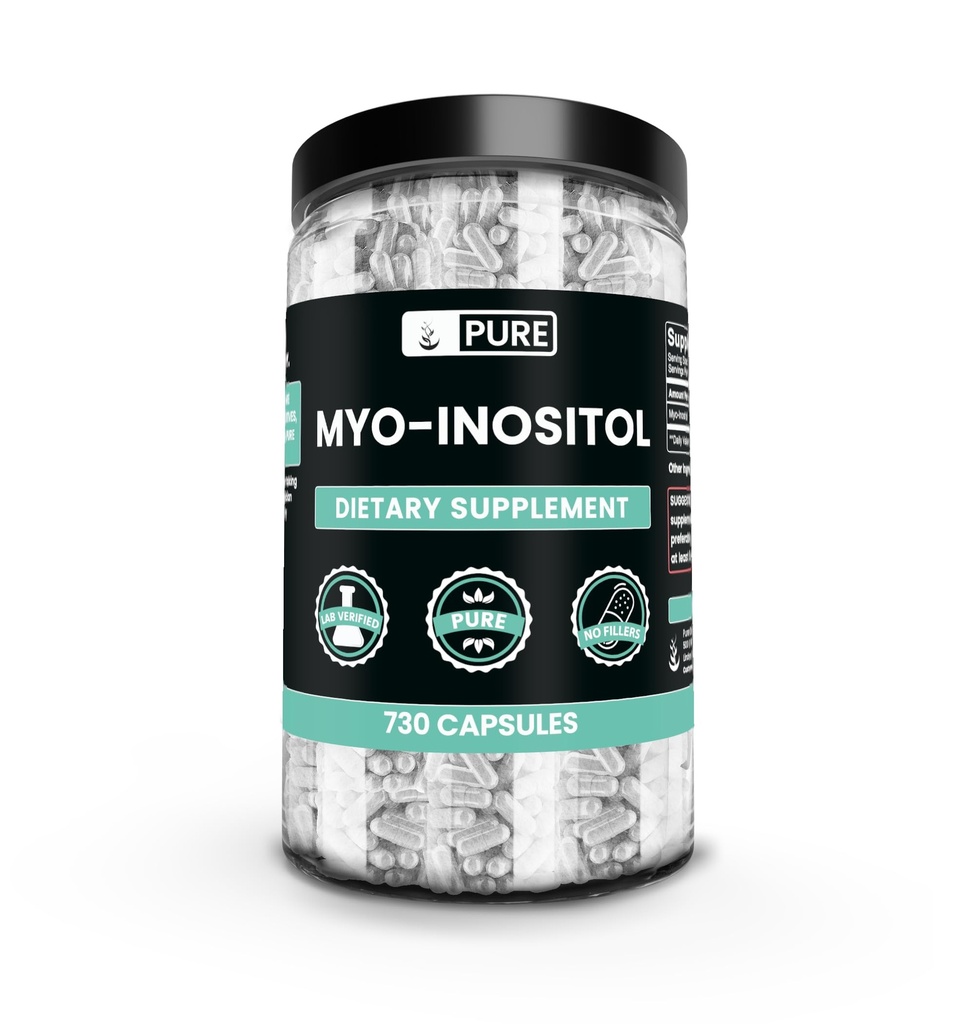 Pure Original Ingredienser Myo-Inositol (730 kapsler) Ingen Magnesium eller Rice Fillers, Altid Pure, Lab Verified