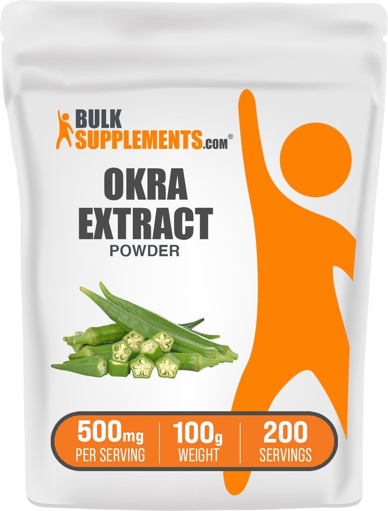 BulkSupplements.com Okra Extract Powder - Okra Supplement, Kilde til Fiber, Urte Supplement - Vegan & Gluten Free, 500mg per Serving, 100g (3,5 oz) (Pack of 1)