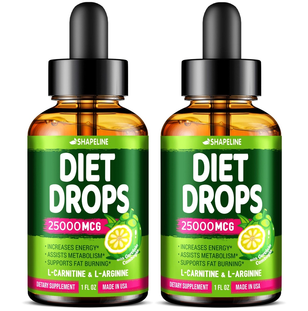 (Pack of 2) Diet Drops - Made in USA - Appetite Suppressant for Women & Men - Natural Metabolisme Booster - Diet Drops med Garcinia Cambogia, L- Arginin & L- Glutamin 1 Fl Oz