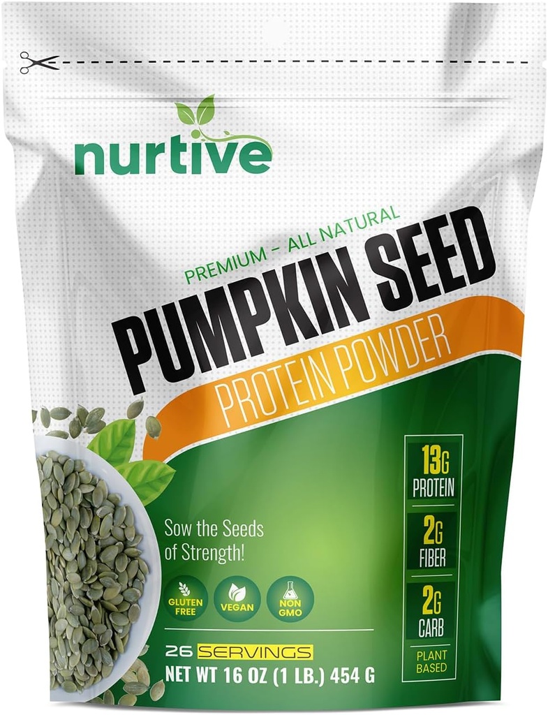 Græskar frø Protein Powder - pakket med essentielle næringsstoffer, Fiber & Aminosyre - Plant baseret, Gluten Free, Non- GMO- Ideel til smoothies, Bagning og madlavning - 26 Servering (16 oz / 454g)
