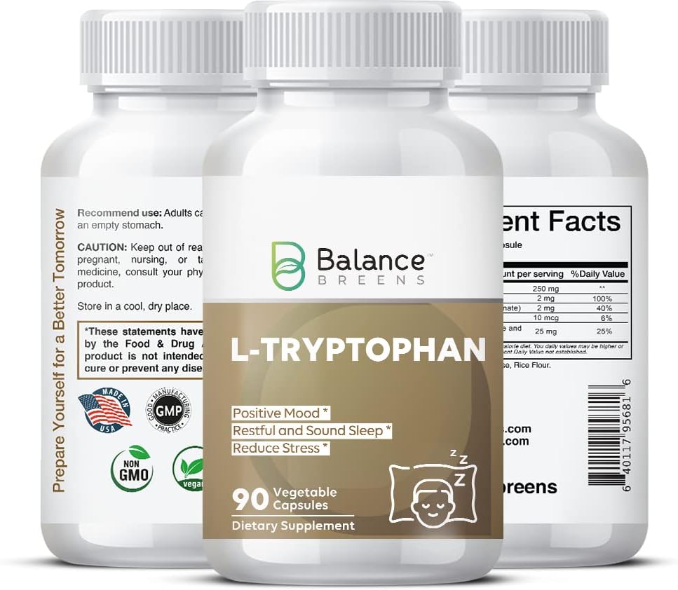 L- Tryptophan 250 mg, 90 Veg kapsler - supplement til rolig søvn & afslapning