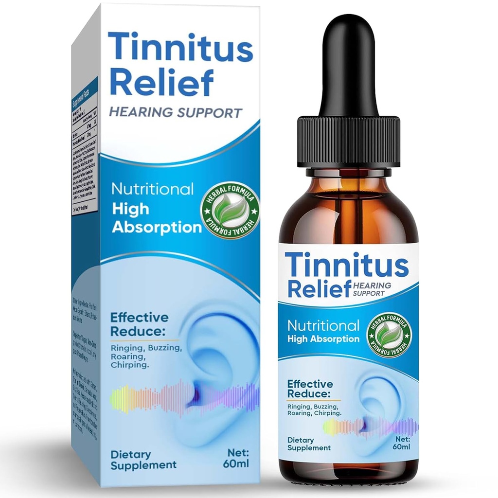 Tinnitus Relief for Ringende Øre, naturlige ingredienser Tinnitus Relief Øre Drops for Øre Infektion, Urte Eardrops for voksne, Børn, Reducere Øre Støj & Forbedre Høring, 60ml-Blå