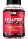 Kraftfaktor LeanFire Thermo Gummies med B12 Vitamin, Koffein, & Green Coffee Bean, Boost Energy, Metabolisme, Endurance, Stamina, Motivation, Focus, & Performance, Pre Workout Gummies, 60 Gummies
