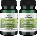 Swanson Full Spectrum Saffron (Whole Ground Stigmas) -Urtetilskud Fremme af naturlig Mood Support & Stress Management - Organic Spanish Saffron Supplement- (60 Veggie Kapsler, 15 mg Hver) 2 Pack