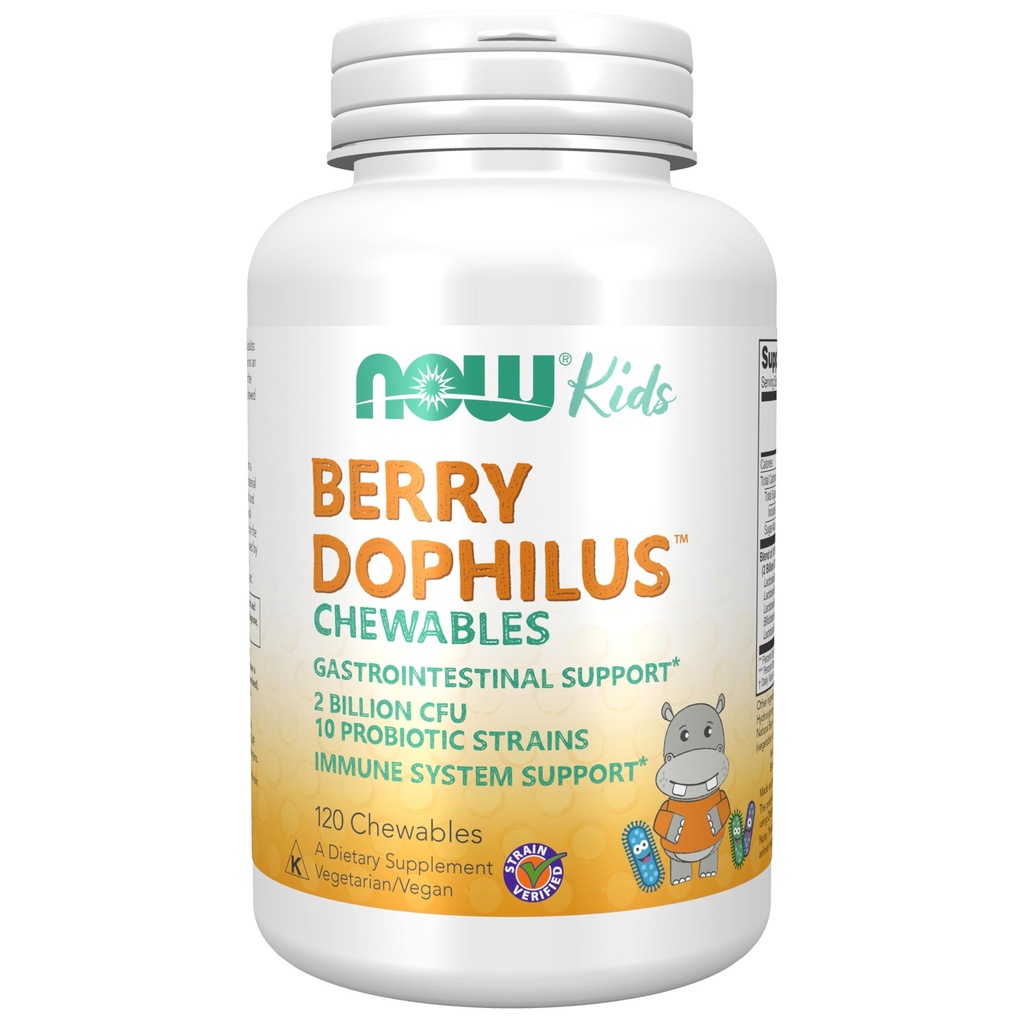 Now Foods Supplements, BerryDophilus ™ med 2 Millioner, 10 Probiotiske Strops, Xylitol Sødet, Strain Verified, 120 Chewables, emballage kan variere