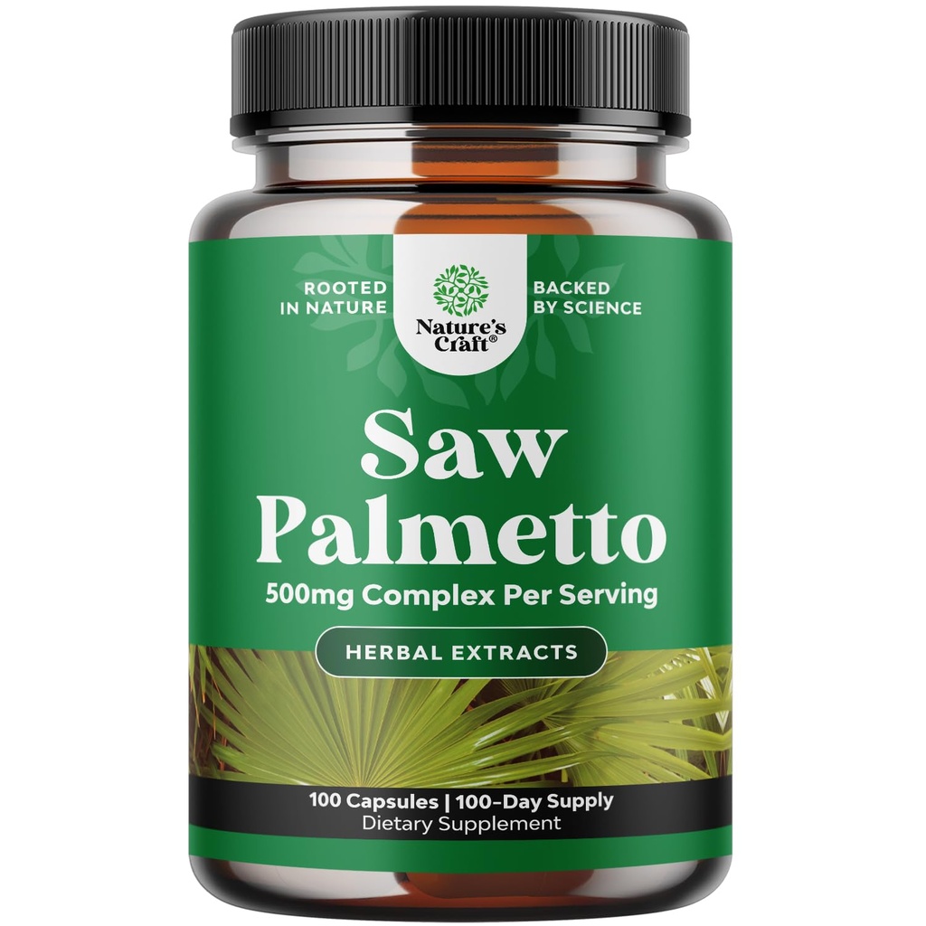 Extra Strength Saw Palmetto Extract - Advanced Herbal Complex for Hair Health and Urinary Support with Plant Steroler & Flavonoider - Potent Herbal Supplement med 500mg per servering - 100 kapsler