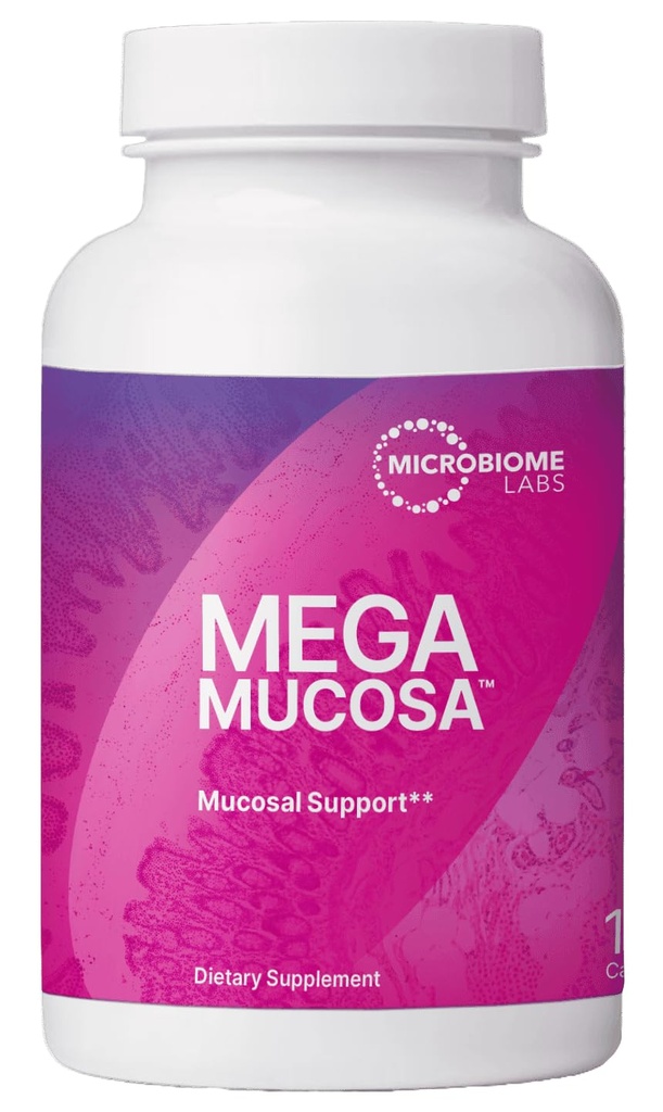 Mikrobiome Labs MegaMucosa - Aminosyrer tillæg med Dairy- Free Immunoglobuliner - Gut Health + immunforsvar for kvinder & mænd - for komplet Mucosal support (180 kapsler)