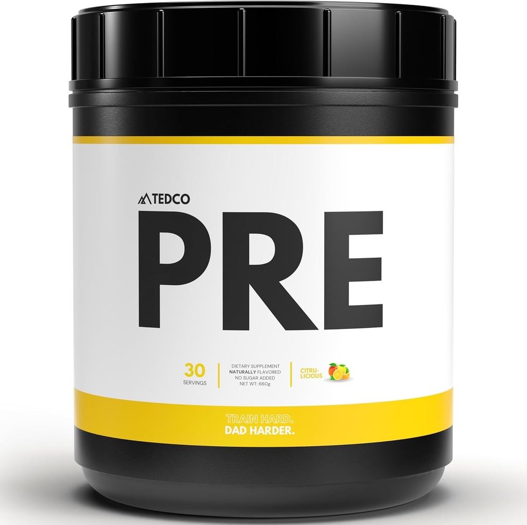 TEDCo Pre Workout Powder - Alle naturlige preworkout for mænd, Zero Kunstige sødestoffer - BCAA, Creatin, Beta Alanine, L- Citrulline - 30 Fuld Servering (Citrulicious)