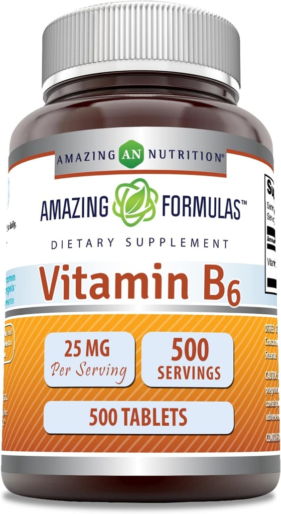 Amazing Formulas Vitamin B6 (Pyridoxin) 25 Mg Supplement Note 124; Tablets Note 124; Non- GMO Note 124; Gluten- Free