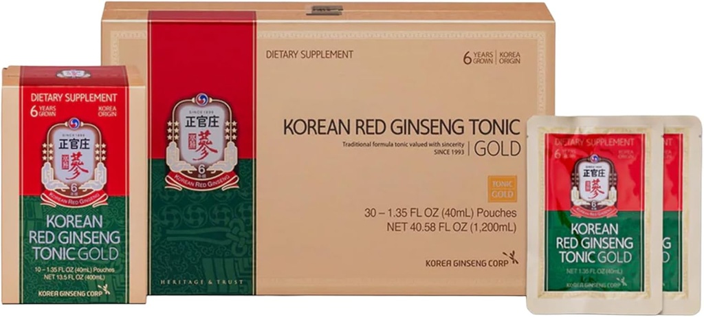 Koreansk rød Ginseng Tonic Gold Asian Panax Ginseng Uddrag Tonic- 30 Drink Pouches
