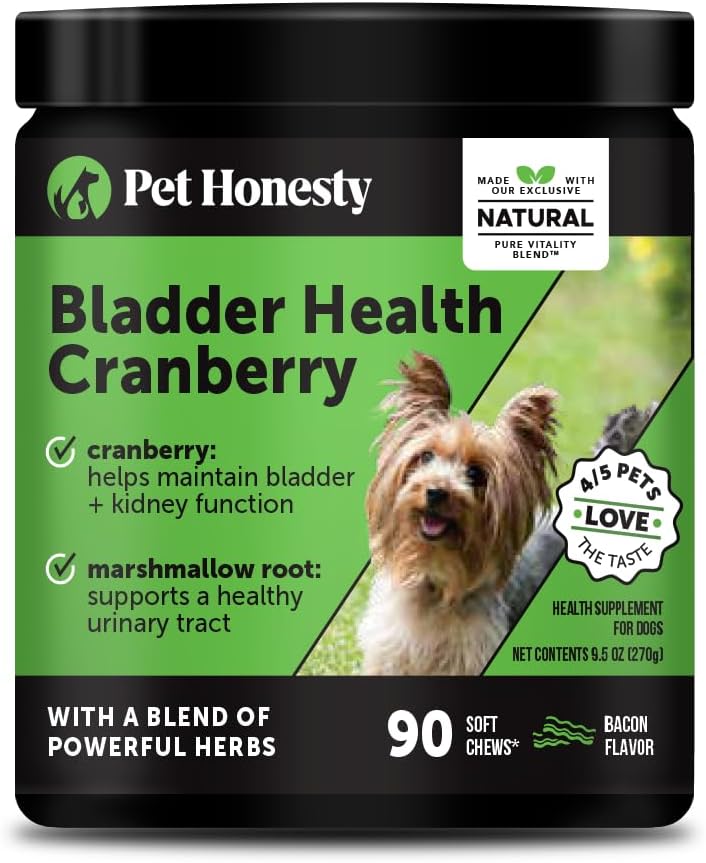Cranberry Bstige Sundhed for hunde - Indeholder aktive ingredienser - Cranberry & D- Mannose til at hjælpe med at støtte hund urinveje sundhed, hund Bstige Support, & Nyre Støtte til hunde (Bacon)