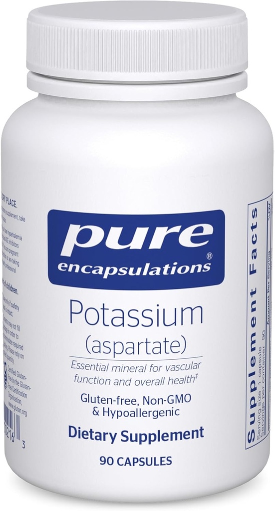 Pure Encapsulations Potassium (Aspartate) | Hypoallergenic Supplement to Support Nerves, Muscles, Blood Flow, and Cardiovascular Health | 90 Capsules