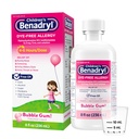 Benadryl Children - Free Allergy Relief Liquid, Allergy Medicine for Kids, 12, 5 mg Diphenhydramin HCl Antihistamin, Relieves Runny Næse & Nysen, Paraben- Free, Bubble Gum Flavor, 8 fl.