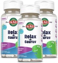 KAL relax- a- Saurus, Stress Support for Kids, L- Theanine for Children with Herbal Stress Relief & Relaxation & Blend, Lækker Natural Grape Flavor, 60- Day Garanti, 30 Chewables Pack af 3