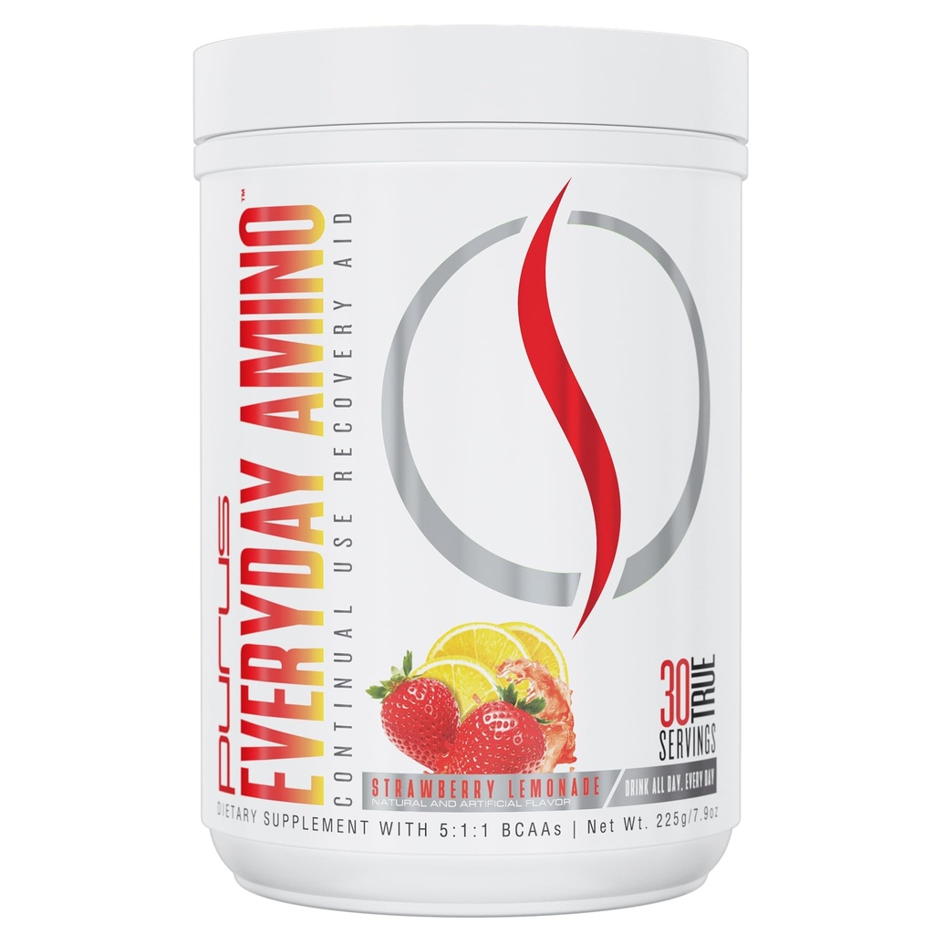 Purus Labs Everyday Amino BCAA Powder Б124; Aminosyrer til muskel Hydration & Recovery Б124; Sugar Free & Gluten Free Б124; 30 Servering (Strawberry Lemonade)