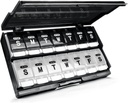 Ekstra stor ugentlig pille Organizer 2 gange om dagen - Remtise Am / Pm Daily Pill Case Medicine Organizer, Push Button 7 Day Pill Box for piller / Vitamin / Torsk Lever Olie / Kosttilskud (sort & hvid)