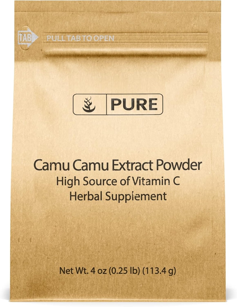 PURE ORIGINALSKE INGREDIENSER Camu Camu (4oz) C-vitamin, brasiliansk superfood, Lab- Verified, Non- GMO