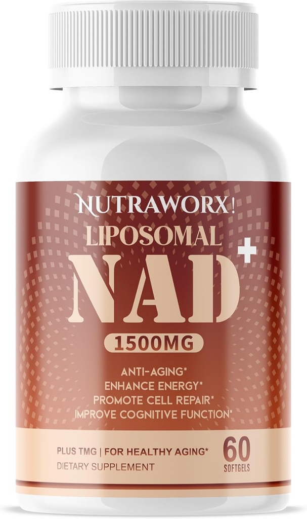 Nutraworx Liposomal NAD + - tillæg med TMG for daglig wellness - 60 Softgels