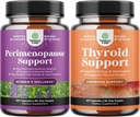 Bundle af perimenopause supplement med Maca Root Vitex Berry & Black Cohosh for Hot Flashs Night Sweats Hormone Balance & Mood og Thyroid Support med L Tyrosine Bladerwrack Selenium & Ashwagandha